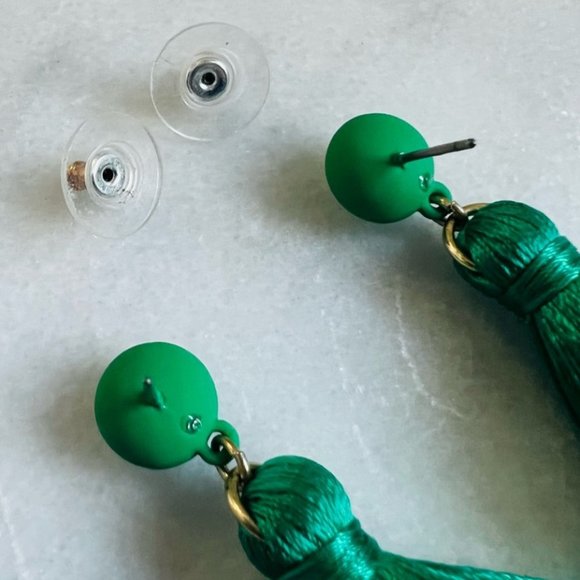 J. Crew Green Layered Tassel Earrings - Picture 2 of 4